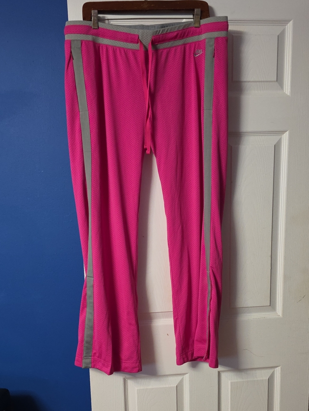 Nike Hot Pink Womens Sweatpants with Gray Side Stripes